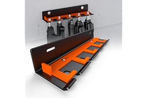 CHOWZZ Air Tool Holder, Air Tool Rack for Garage Walls and Tool Cart Storage Organizer，Wall Mounted Lockable Pneumatic Tool Hanger for Air Compressor Tools, Pneumatic Nail Gun, Black-5 Slots