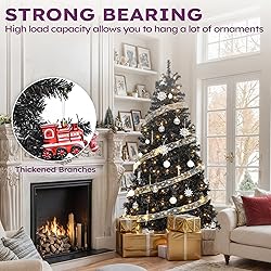 YITAHOME 6ft Prelit Black Artificial Christmas Tree