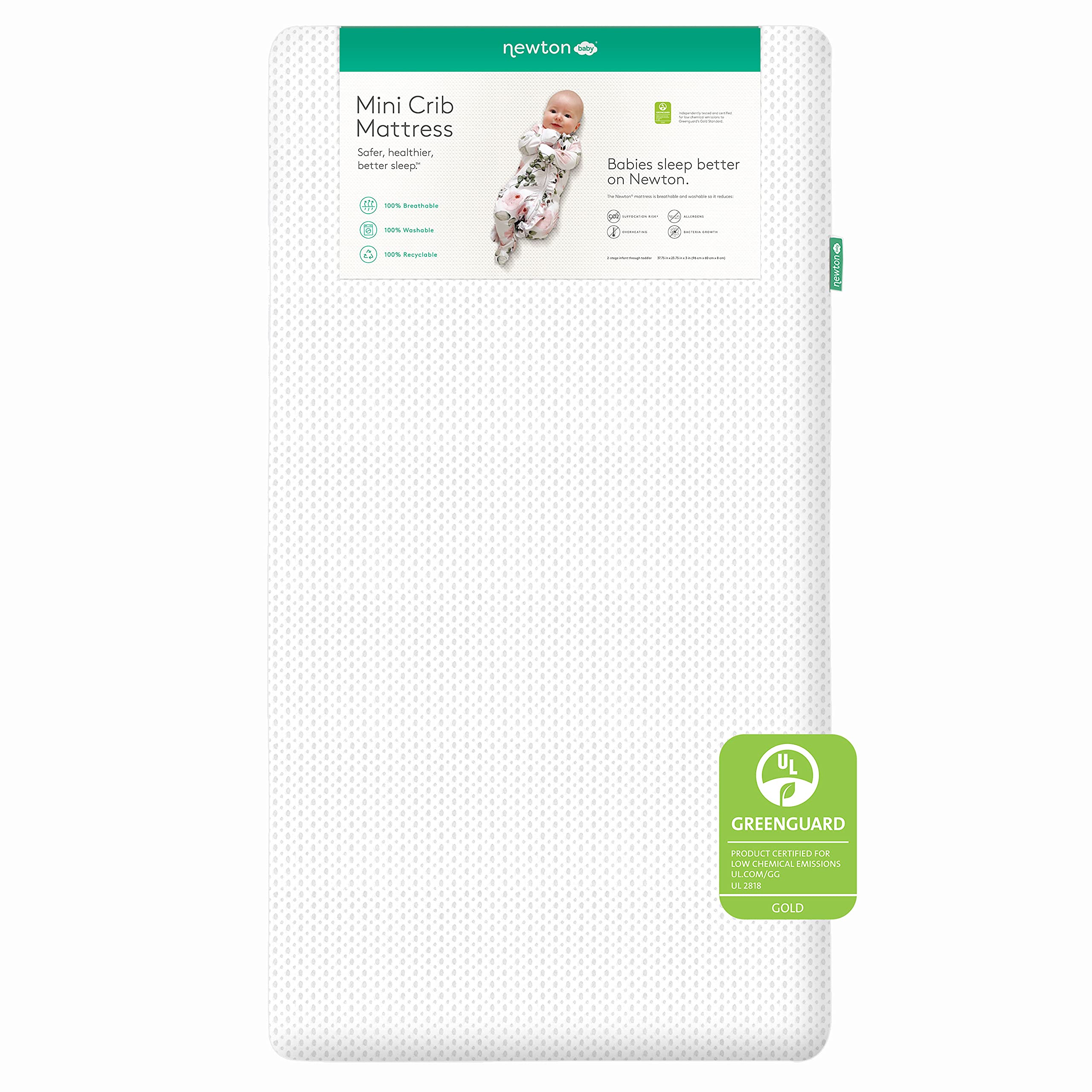 Newton Baby Mini Crib Mattress and Toddler Bed 100% Breathable