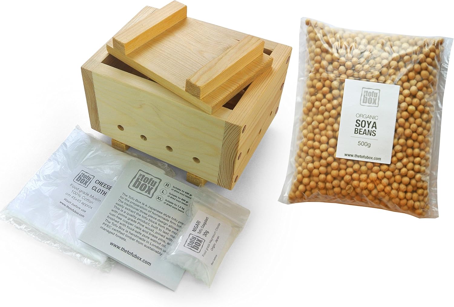 Tofu Kit Starter (500g).Free UK P&P. Wood Tofu Press + 500g Soybeans