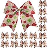 SIMISI RIBBON Christmas Tree Bows Wreaths Graland Xmas Party Decorations Red Green Polka Dot Ornaments (6 * 6 Inches, 12 Pcs)