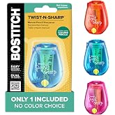 Bostitch Office Pencil Sharpener, Manual, One Assorted Color, Twist-n-Sharp, Kids, Boys, Girls, Colored Pencils, 1 Pack