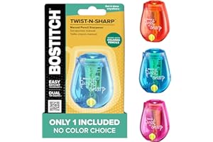 Bostitch Office Pencil Sharpener, 1 Random Color, Twist-n-Sharp, Kids & Colored Pencils, (PS1-ADJ)
