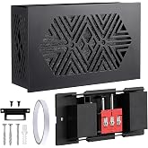 Black Wooden Doorbell Chime Box Wired with 16V 10VA Wired Mechanical | Chime &amp; Cover Set, Front/Rear Chime Tones, Geometric Hollow Design, Easy Wiring, Hardware Included, No Transformer/Button
