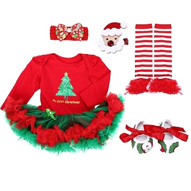 Amazon.com: Baby Christmas Dresses 5PCS Santa Outfits Newborn Girl ...