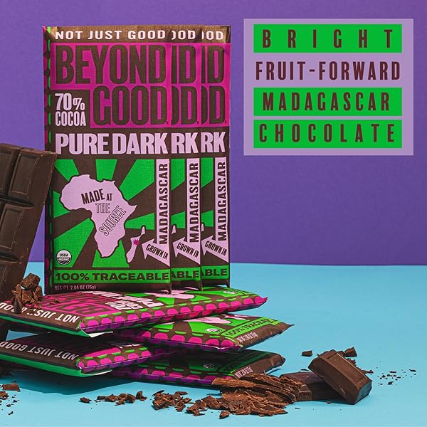 BEYOND GOOD, ORGANIC 70% MADAGASCAR DARK CHOCOLATE BAR, 2.64 OUNCE