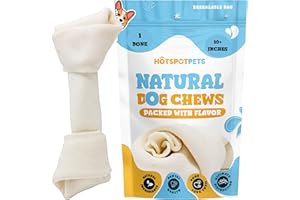 hotspot pets 10 Inch Large Rawhide Dog Bones - Made from Grass Fed Cows - Long Lasting Chews Great for Dental & Oral Care - Bones for Aggressive Chewers & Large Dogs (10 Inch - 1 Count)