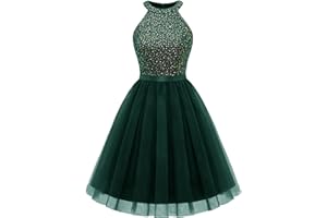 Dressystar Women's Short Halter Cocktail Party Dress Lace Tulle Homecoming Prom Gown