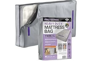 KING-A-MA-JIGS 10 Mil Thick - Moving and Storage Mattress Bag w Zipper and 8 Carrying Handles - Waterproof - UV Resistant - Heavy Duty - Long Lasting