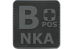 LEGEEON Blackout ACU BPOS B+ NKA Blood Type No Known Allergies Subdued Morale PVC Rubber Fastener Patch