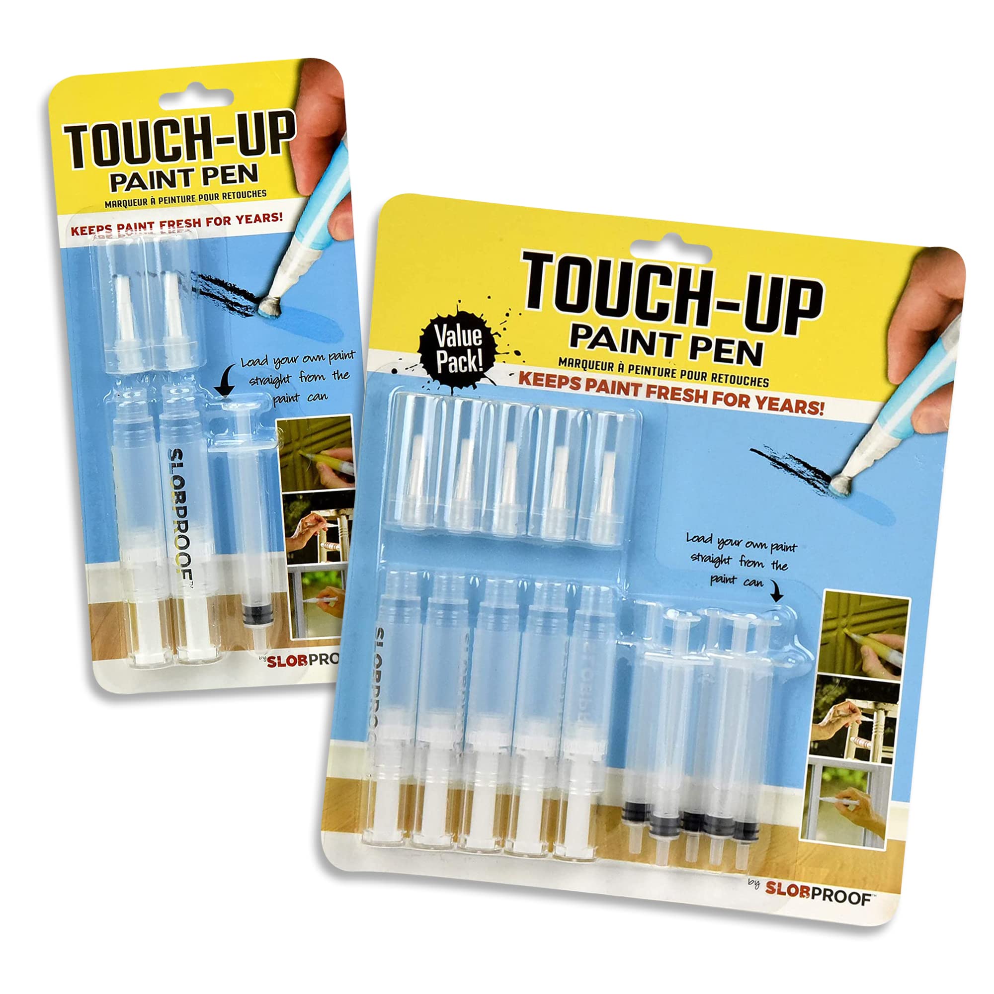 Slobproof Refillable Paint Brush Pens Bundle Pack of 5 & Pack of 2. Convenient TouchUp
