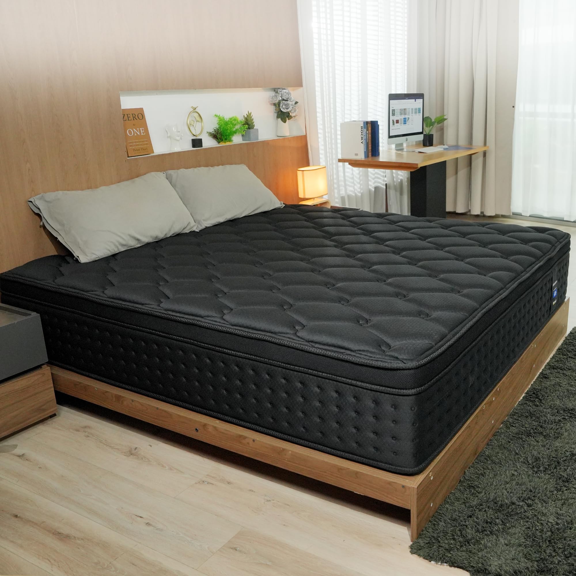 Photo 1 of Queen Mattress, 10 Inch Hybrid Mattress in a Box, Memory Foam and Pocket Spring for Motion Isolation, Comfortable Medium Firm, Edge Support, CertiPUR-US Certified, Fiberglass Free -365-Night Trial