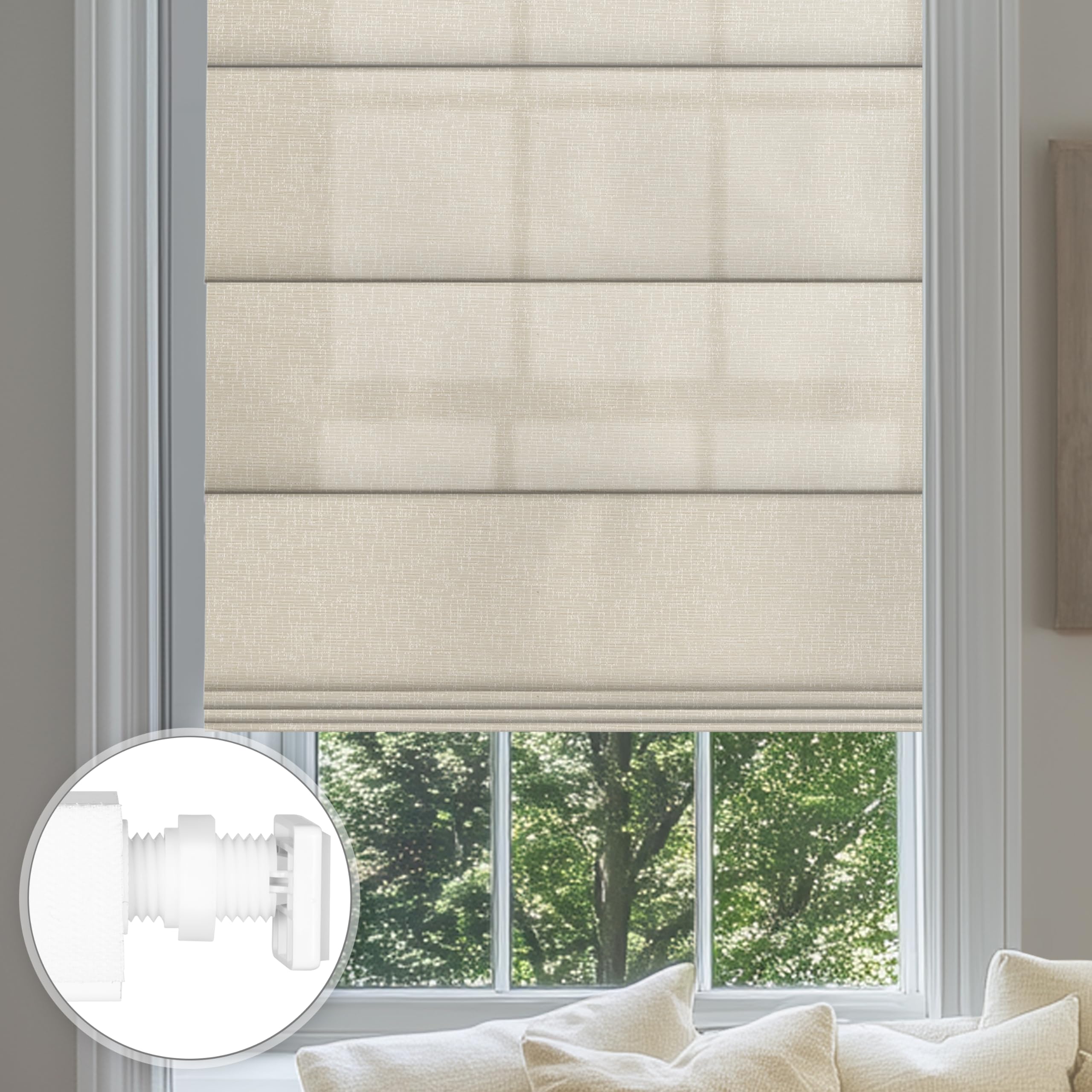 Photo 1 of ***SIMILAR***

Sulugood No Drill Roman Shades for Windows No Tools Roman Shades, UV Protection, Privacy, Thermal Insulation Roman Blinds, Easy to Install, 70?Blackout-Beige 28" W x 36" H