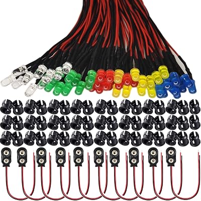 RUNCCI-YUN 50x 5mm Prewired LED 12V 20cm Ultra Bright + Holders Model Railway