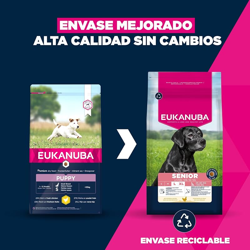 , alimento para Edad Avanzada con Pollo Fresco para Razas Grandes - Alimento seco Premium para Perros Senior, 3 kg