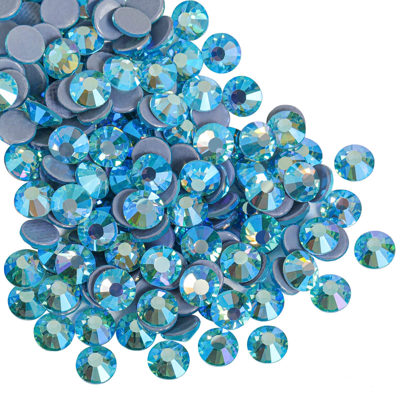 Beadsland Hotfix Rhinestones, 2880pcs Flatback Crystal Rhinestones for Crafts Clothes DIY Decorations, Aquamarine AB, SS10, 2.7-2.9mm — image 1