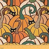 Pumpkin Fabric by The Yard, Cartoon Cat Upholstery