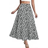 DERAX Women's Polka Dot Flowy Maxi Skirt A-Line High Waisted Vintage Retro Elegant 2026 Spring Summer Long Skirt with Pockets