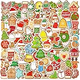 120PCS Christmas Gingerbread Man Stickers, Gingerbread Candy House Party Favors Birthday Decorations Vinyl Waterproof Stickers for Reward Gifts Greeting Card