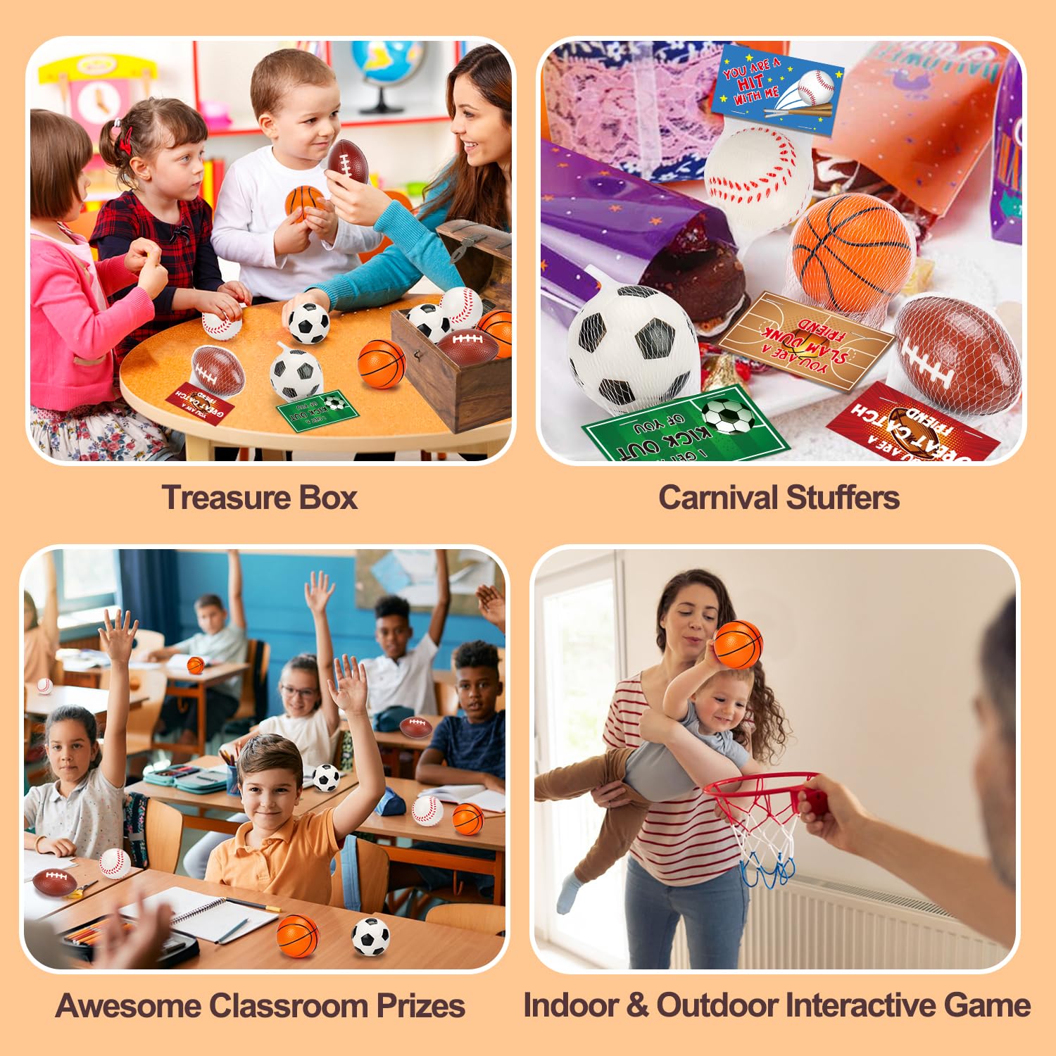 Thremhoo 16 PCS Stress Balls Party Favor for Kids 8-12 Goodie Bag Stuffers Classroom Prizes for Kids Pinata Fillers Boys Birthday Party Gifts Sport Foam Bouncy Balls Toddler 4-8 Bulk Small Toys