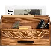 VERGOODR Wooden Mail Organizer Countertop Mail Sorter with Storage Drawer | 6 Compartment Rustic Letter Holder Desktop File Storage For Bills Paperwork,Ideal for Entryway Home Office Desk Organization