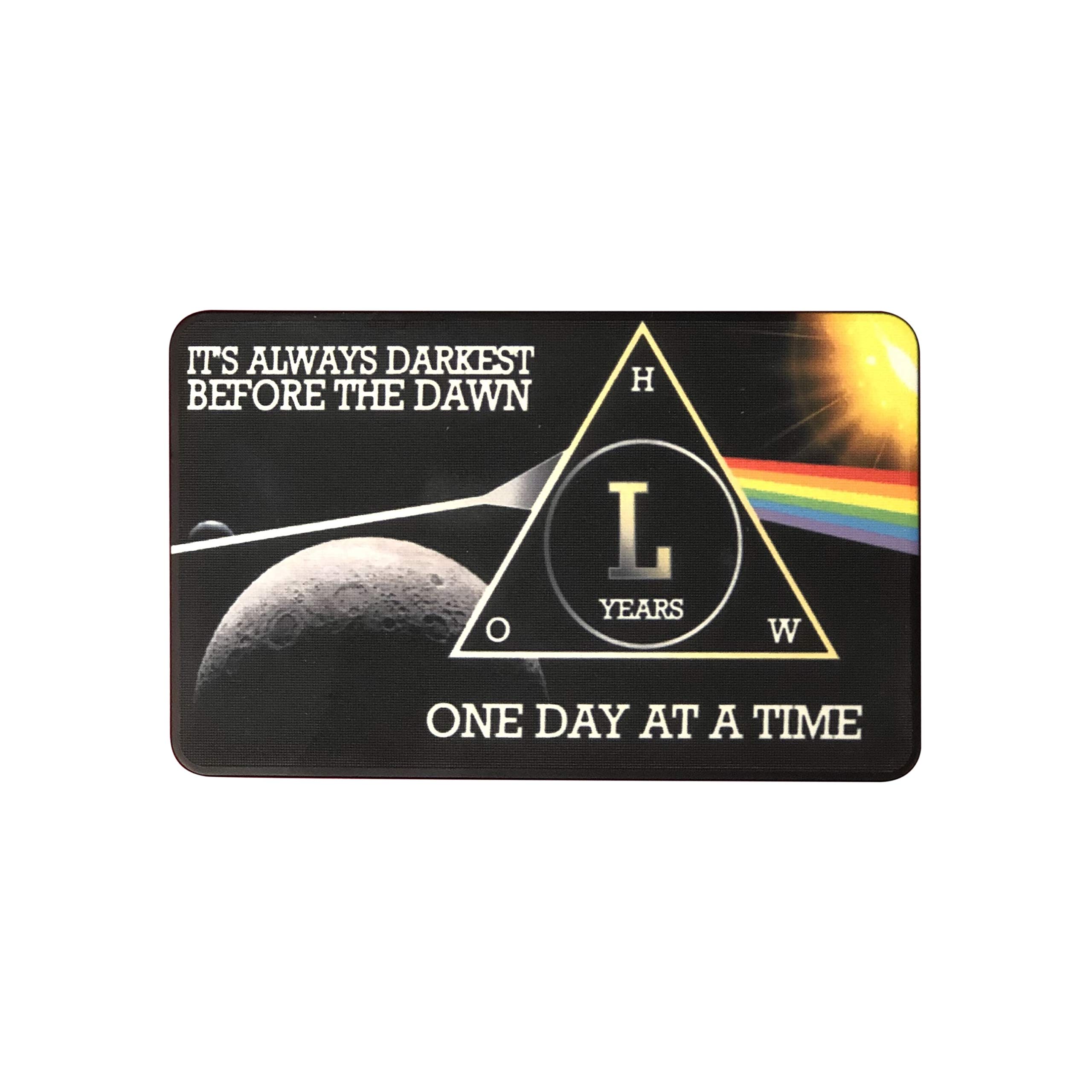 MyRecoveryStore Dark Moon One Day at A Time AA Sobriety Chip Includes 7th Step Prayer (Years 1-50 Offered) Square Recovery Chip (Year 50) — image 1