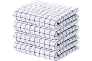 smiry 100% Cotton Kitchen Towels, 4 Pack-15 X 25 Inches Waffle Weave Dish Cloths, Odorless Reusable Dishcloth, Absorbent and 