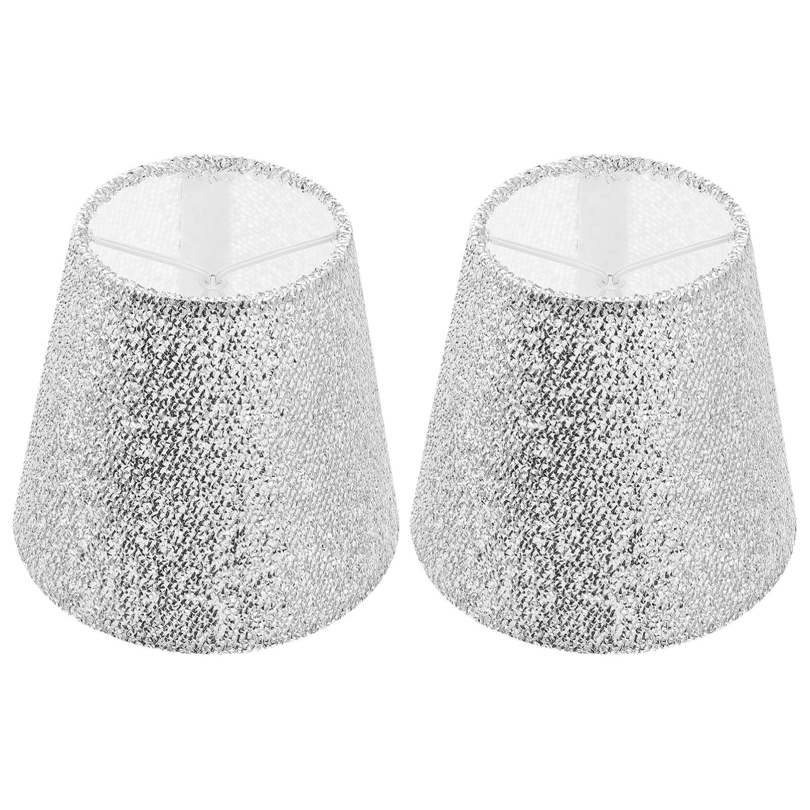 IMIKEYA White Desk Glitter Lamp Shade Chandelier Shades: 2Pcs Sequins Clip On Lamp Shade Sparkly Hollow- Out Fabric Pendant Light Shade Cover for Table Floor Wall Lamps Ceiling Lamp Replacement Desk