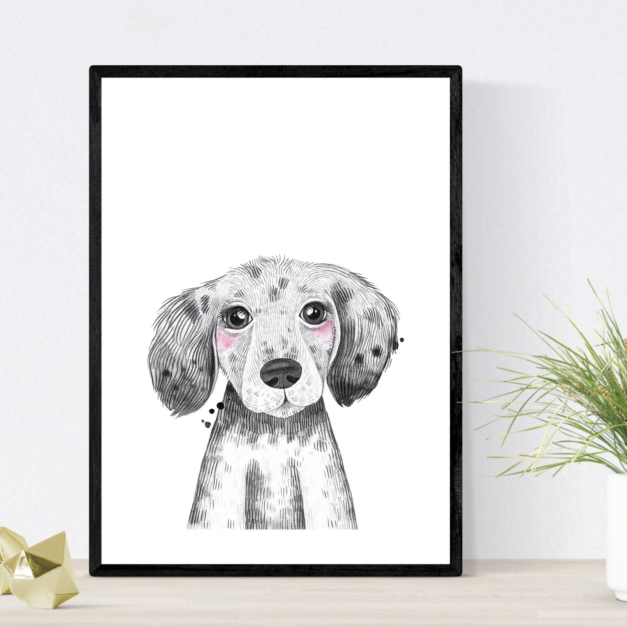 Nacnic Dog Infant sheet black and white baby infant animals Poster Size A4 Unframed