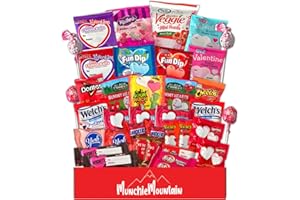 Munchie Mountain 40-Count Valentine's Day Care Package filled with Valentine Candy and Snacks for Students, Friends, Family, Kids, Boyfriend and Girlfriend |