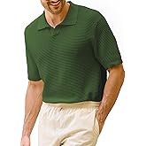 Kallspin Mens Polo Shirts Knit Textured Short Sleeve Cotton T Shirt Casual Summer Beach Top Collared Golf Shirts