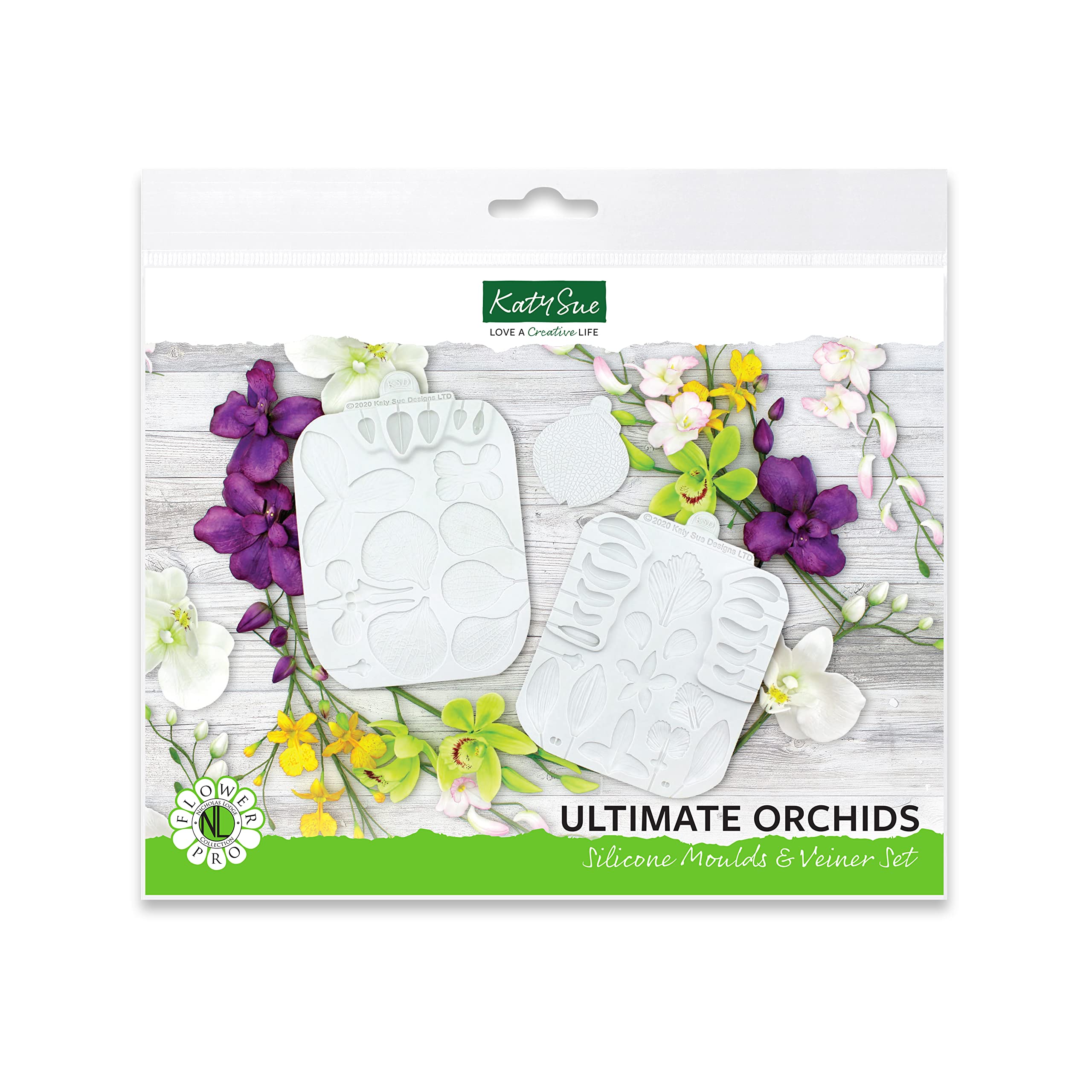 Flower Pro Ultimate Orchids Silicone Moulds & Veiner Set by Katy Sue. 2 Moulds & 1 Veiner. Make 5 Orchids: Dendrobium, Vanda, Oncidium (Dancing Ladies/Butterfly), Cymbidium (Boat), Phalaenopsis (Moth)