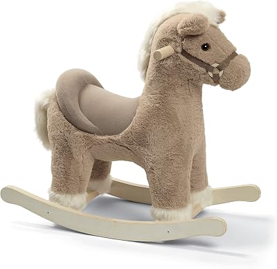 Mamas & Papas Bugsy Grey Plush Rocking Horse Toy Wooden Base 1 Yr+