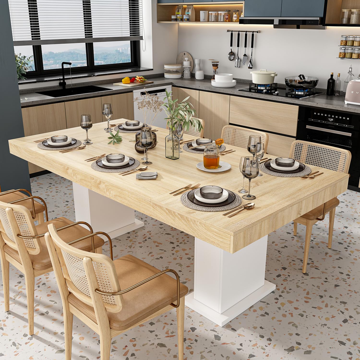 Homsee Large 78.7" L Dining Table for 8-10