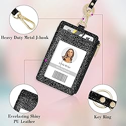 ID Badge Holder with Lanyard, Vertical Bling Shiny