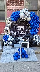 Leowefowa Luxurious Black Silver Birthday Round