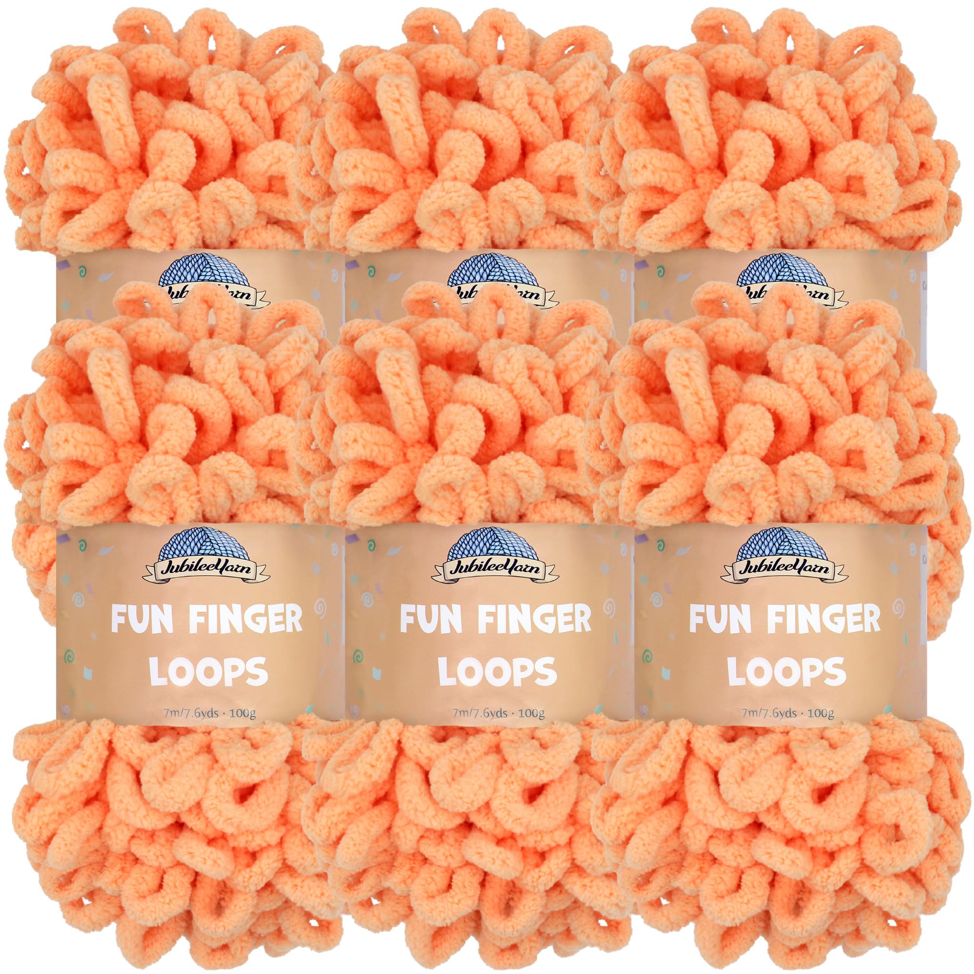 JubileeYarn Fun Finger Loops Yarn - Polyester Jumbo Weight Loop Yarn - 100g/Skein - Nectar - 6 Skeins — image 1