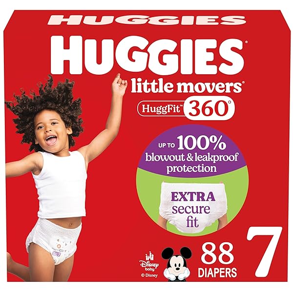 HUGGIES SIZE 7 BABY DIAPERS, LITTLE MOVERS HUGGFIT...