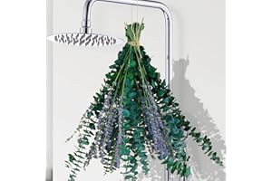 GLICRILI 80 Pcs Mix Dried Preserved Eucalyptus & Lavender Flowers Bundles for Shower, 100% Natural 17" Real Fresh Eucalyptus Leaves Stems, Hanging Shower Plant, Home Spa Fragrance Bathroom Decor