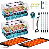 Hugbow Self-Watering Seed Starter Tray with Grow Light and Heat Mat, 80-Cell Plant Starter Trays Seed Starter Kit, Seed Starter Tray for Seed Starting, Plant Germination & Seedling Growing, 2 Pack