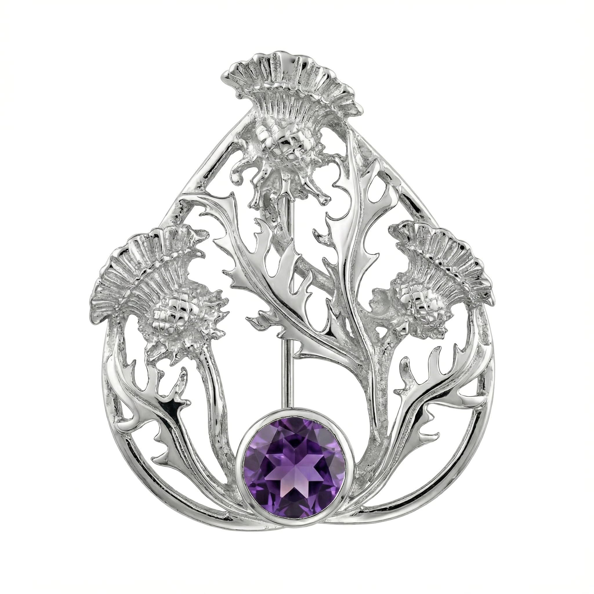 CAIRN 925 Sterling silver Scottish thistle brooch for women. Jewellery gift box included. Baird. 6122