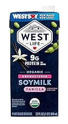 West Life Organic Soy Milk, Unsweetened Vanilla, 8g