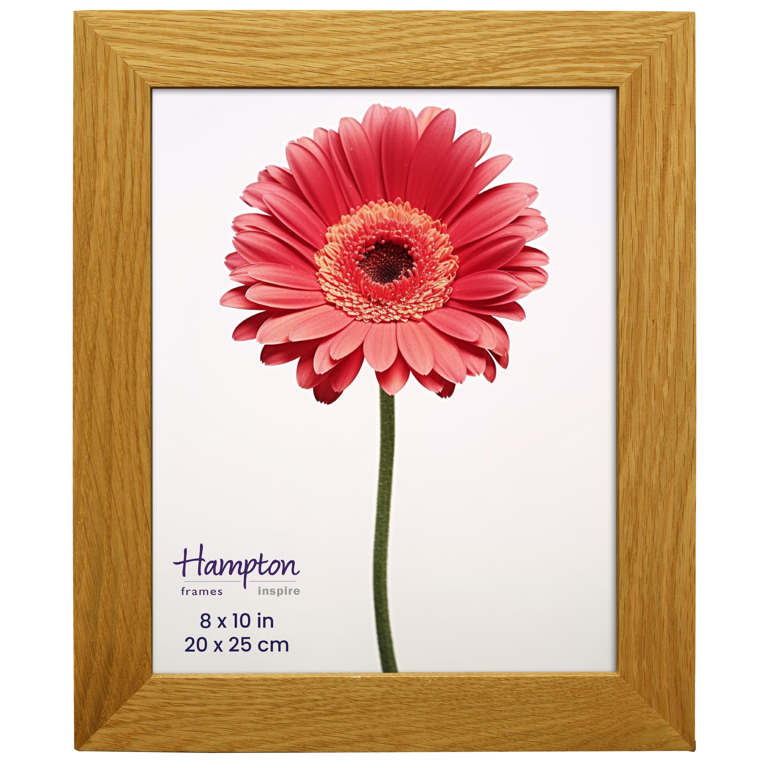 inspire by Hampton Frames | Photo Frame OAKRIDGE | 8x10 (20x25cm), Natural Oak, Polished Wood, Glass Front | Freestanding or Wall Mount | Display Pictures, Interior Design