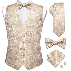 Hi-Tie Mens Suit Vest Bowtie Set Ties for Men V