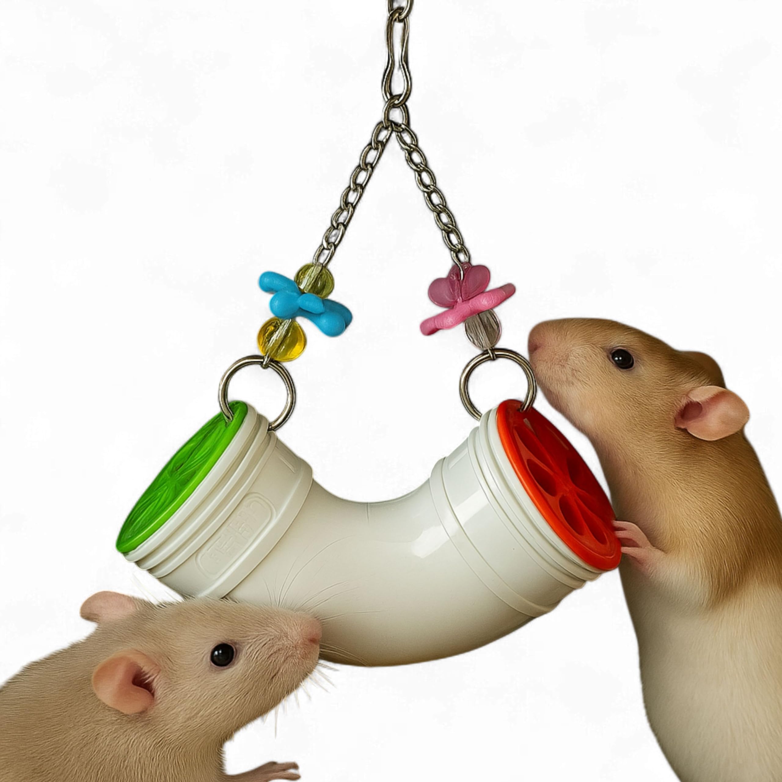 Photo 1 of Homedy Crafts Mouse Rat Enrichment Toys Foraging, Treat Dispenser Rats Foraging Toy, Interactive Hide Treats Enrichment Hamster Toy for Rats Guinea Pig Small Pet, Hanging Slow Feeder (S, Plastic)