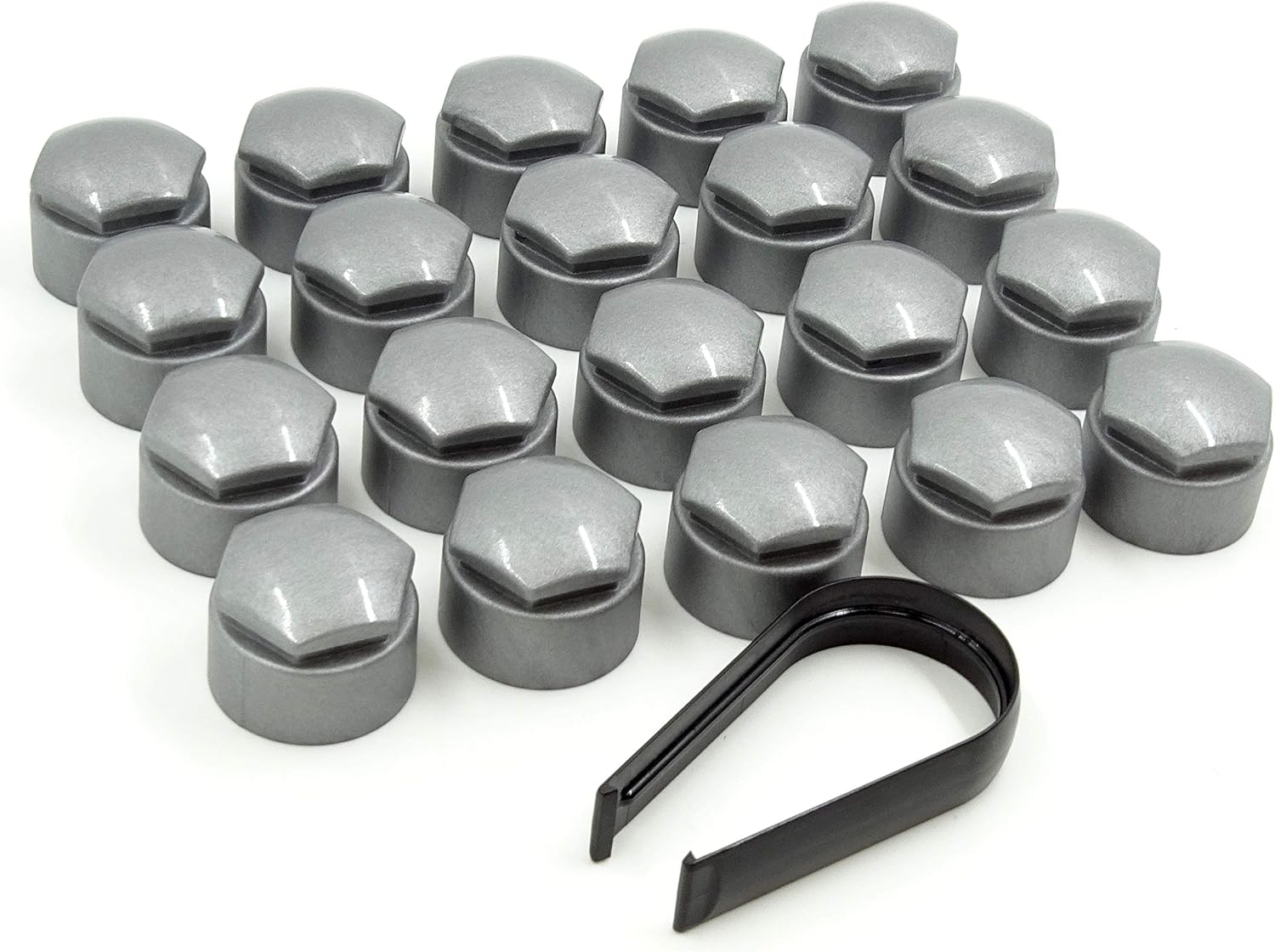 Partsdealers Round Type Wheel nut covers for Audi A1 A3 A4 A5 A6 A7 A8 TT Q3 Q5 Q7 Mk2, Q8 17mm (Alloy Grey)