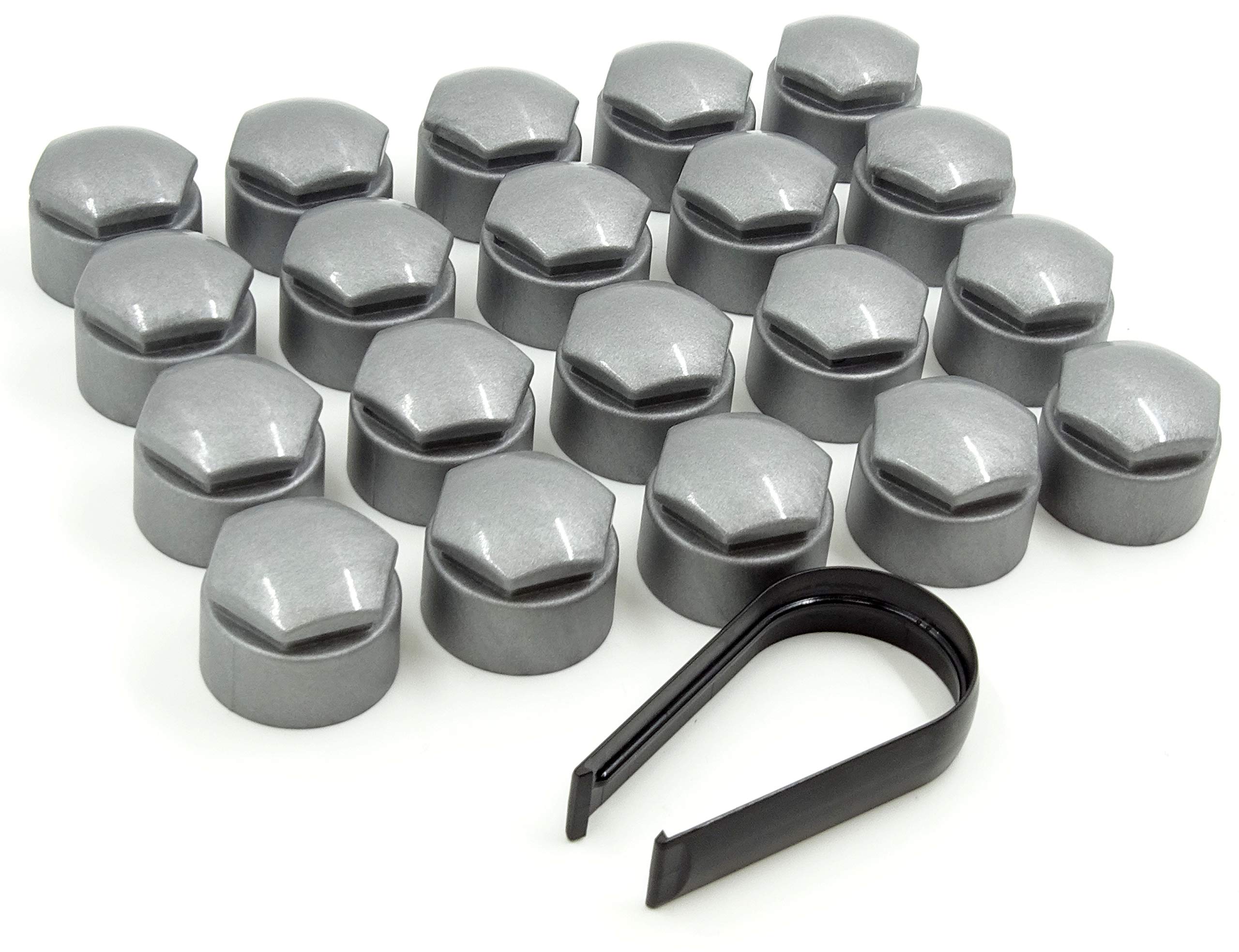 Partsdealers Round Type Wheel nut covers for Audi A1 A3 A4 A5 A6 A7 A8 TT Q3 Q5 Q7 Mk2, Q8 17mm (Alloy Grey)