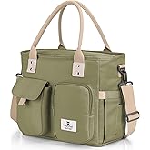 Hafmall Insulated Lunch Bag for Adults,Big lunch box for men, Wide Opening Insulated Bag with Shoulder Strap, Reusable Adult Lunch Bag For Work, Picnic(Deep Greene)