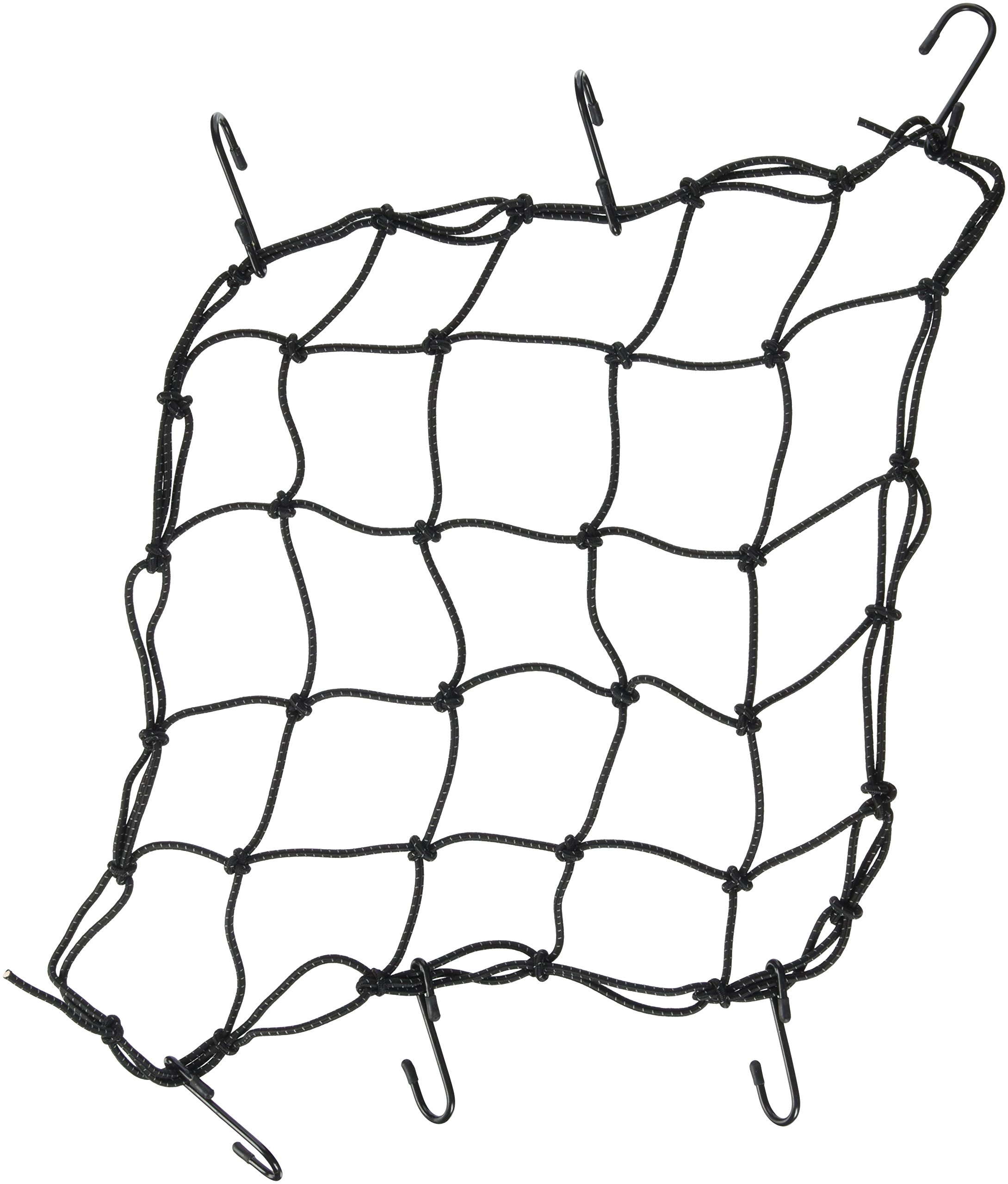 OXFORD Bright Net Strong Elasticated Webbing with Nylon Coated Steel Hooks - Black/Reflective