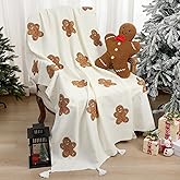 2 Pcs 3D Christmas Gingerbread Man Thin Throw Blanket and Pillow Set 50 x 60'' Tufted Chenille Gingerbread Tassels Blanket with 16'' Pillow Decoration Xmas Throw Pillows for Home Xmas Party Couch Sofa